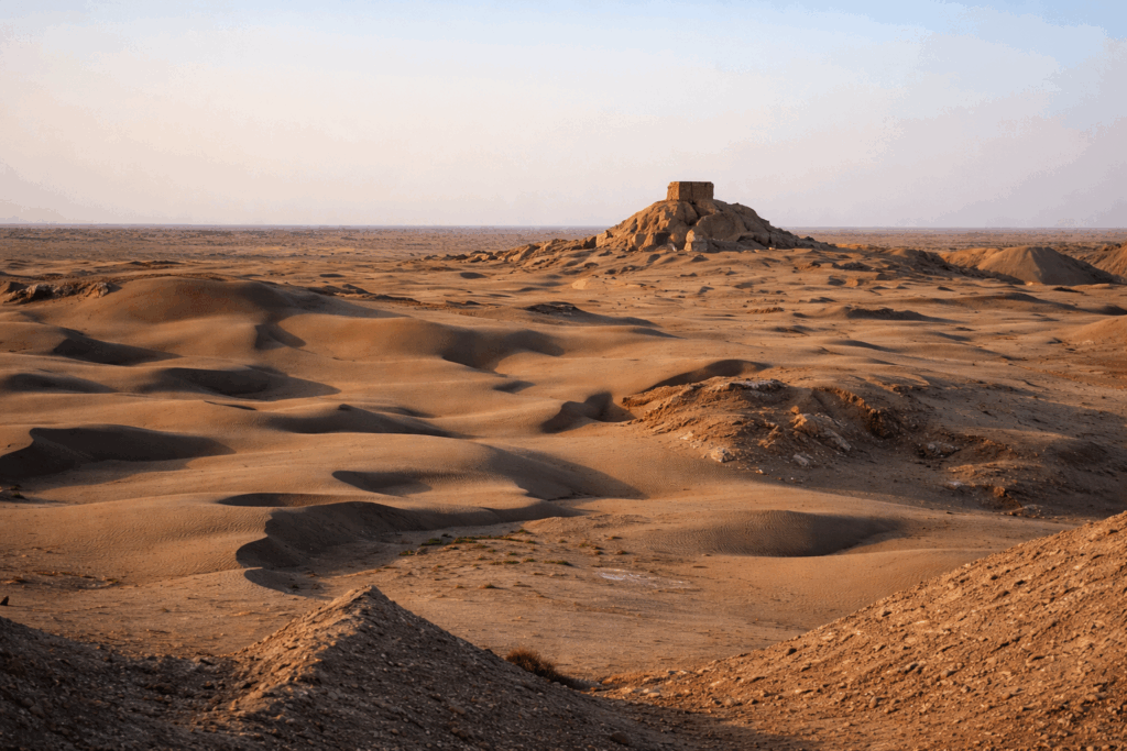 nuppur ziggurat in the desert landscape
