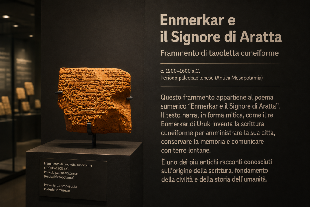 Frammento di una tavoletta cuneiforme sumera del Poema "Enmerkar e il Signore di Aratta"