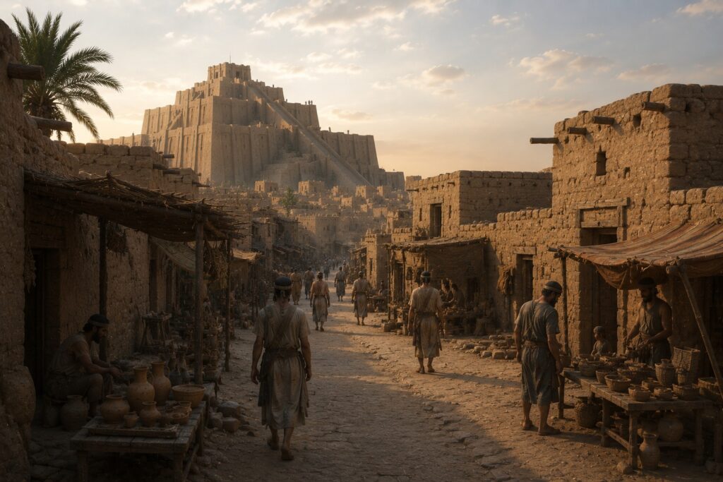 immagine realistica di una ziggurat sumera